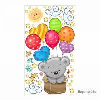 076 Wandtattoo Teddy in Kiste Luftballon Kinderzimmer Aufkleber Sticker - in 6 Größen - niedliche Kinderzimmer Sticker und Aufkleber Bild 1