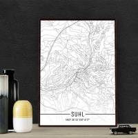 Stadtplan SUHL - Just a Map I Digitaldruck Stadtkarte citymap City Poster Kunstdruck Stadt Karte Bild 1