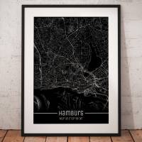 Stadtplan HAMBURG - Just a Black Map I Digitaldruck Stadtkarte citymap City Poster Kunstdruck Stadt Karte Bild 1
