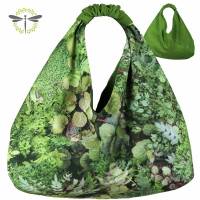 Origami-Tasche XXL Shopper Beutel japanische Einkaufstasche Bento-Bag grüner Dschungel Bild 1