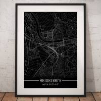 Stadtplan HEIDELBERG - Just a Black Map I Digitaldruck Stadtkarte citymap City Poster Kunstdruck Stadt Karte Bild 1