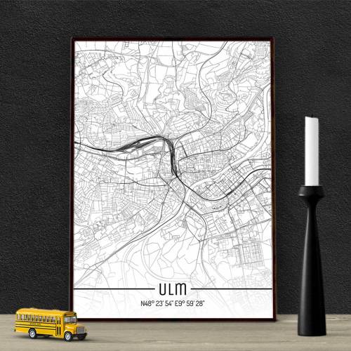 Stadtplan ULM - Just a Map I Digitaldruck Stadtkarte citymap City Poster Kunstdruck Stadt Karte