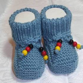 Babystrickschuhe türkis "Deutschlandt" 8,5 cm