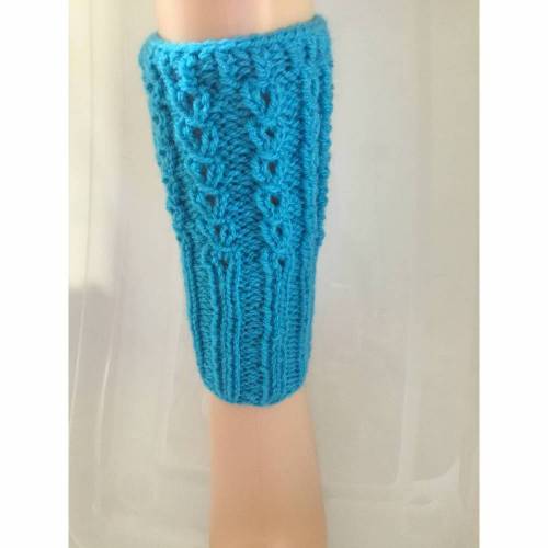 gestrickte Stulpen, Beinstulpen, Stiefelstulpen, Boot Cuffs, Bein Manschette, hell blau