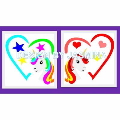 Plotterdatei Herz Einhorn Sterne Herzen / SVG Set