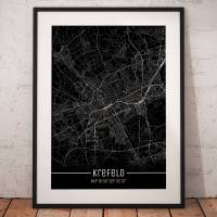 Stadtplan KREFELD - Just a Black Map I Digitaldruck Stadtkarte citymap City Poster Kunstdruck Stadt Karte Bild 1