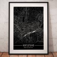 Stadtplan KARLSRUHE - Just a Black Map I Digitaldruck Stadtkarte citymap City Poster Kunstdruck Stadt Karte Bild 1
