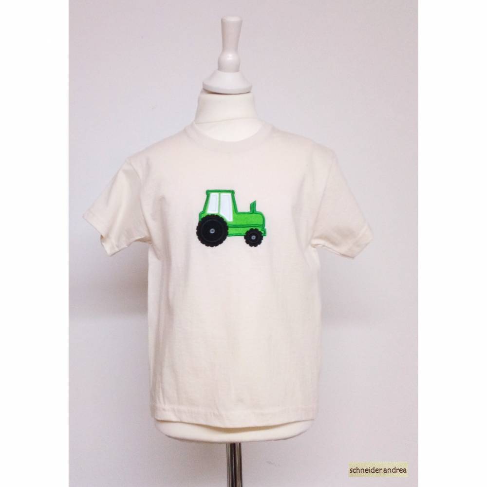 Besticktes Kinder - T-Shirt TRAKTOR, beige, Größe 104 Bild 1