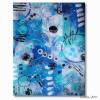 Acrylbild harmonisches Farbspiel Blau mit geometrischen Formen auf Malpapier, ungerahmt, Wandbild, Kunst Bild 2