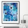 Acrylbild harmonisches Farbspiel Blau mit geometrischen Formen auf Malpapier, ungerahmt, Wandbild, Kunst Bild 3
