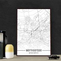 Stadtplan WERNIGERODE - Just a Map I Digitaldruck Stadtkarte citymap City Poster Kunstdruck Stadt Karte Bild 1