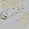 Perlenanhänger, echte weiße Keshiperle an Gold-Drahtkette Bild 6