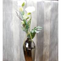 Gesteck, silberne Vase, Wohndekoration, Tischdekoration Bild 1