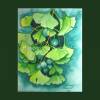 Ginko Aquarellbild handgemalt in grün, gelb und türkis 24 x 18 cm groß in Hochformat Bild 2