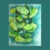 Ginko Aquarellbild handgemalt in grün, gelb und türkis 24 x 18 cm groß in Hochformat Bild 3