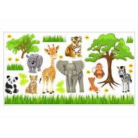 088 Wandtattoo Baby Zoo Dschungel Tiere Safari Löwe Elefant Giraffe - in 6 Größen - niedliche Kinderzimmer Sticker und Aufkleber Bild 1