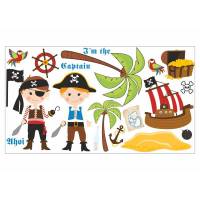 090 Wandtattoo Sticker Pirat Schiff Insel Schatz Seemann - in 4 Größen - niedliche Kinderzimmer Sticker und Aufkleber Bild 1