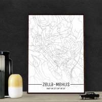 Stadtplan ZELLA-MEHLIS - Just a Map I Digitaldruck Stadtkarte citymap City Poster Kunstdruck Stadt Karte Bild 1