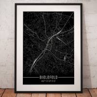 Stadtplan BIELEFELD - Just a Black Map I Digitaldruck Stadtkarte citymap City Poster Kunstdruck Stadt Karte Bild 1
