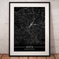 Stadtplan LEIPZIG - Just a Black Map I Digitaldruck Stadtkarte citymap City Poster Kunstdruck Stadt Karte Bild 1