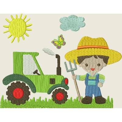 Stickdatei Bauernhof 7 13x18 kpl. Taschenmotiv Bauer Traktor Farm Maschinenstickerei