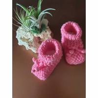 Baby-Strickschuhe pink 9 cm Bild 1