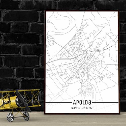 Stadtplan APOLDA - Just a Map I Digitaldruck Stadtkarte citymap City Poster Kunstdruck Stadt Karte