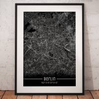 Stadtplan BERLIN - Just a Black Map I Digitaldruck Stadtkarte citymap City Poster Kunstdruck Stadt Karte Bild 1