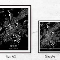 Stadtplan GIEßEN - Just a Black Map I Digitaldruck Stadtkarte citymap City Poster Kunstdruck Stadt Karte Bild 5