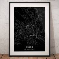Stadtplan GOTHA - Just a Black Map I Digitaldruck Stadtkarte citymap City Poster Kunstdruck Stadt Karte Bild 1