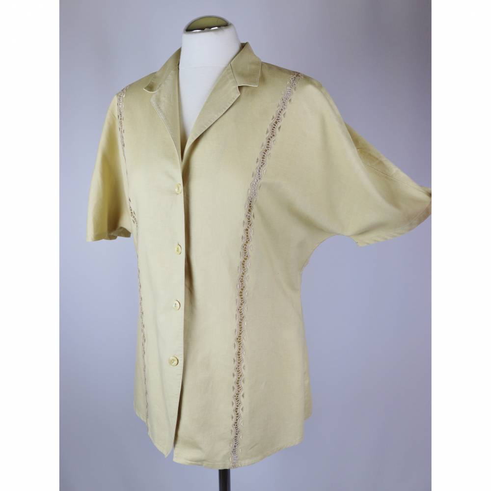 Oliv-beige Baumwolle Puppenmode Hemd/Bluse 50 cm 