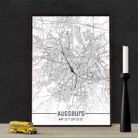 Stadtplan AUGSBURG - Just a Map I Digitaldruck Stadtkarte citymap City Poster Kunstdruck Stadt Karte Bild 1