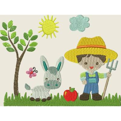 Stickdatei Bauernhof 8 13x18 kpl. Taschenmotiv Bauer Esel Farm Maschinenstickerei