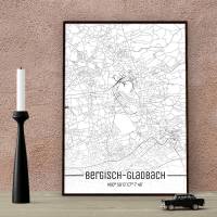 Stadtplan Bergisch Gladbach - Just a Map I Digitaldruck Stadtkarte citymap City Poster Kunstdruck Stadt Karte Bild 1