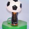Unikat Tischlampe Leuchte Nachtlicht klein Fußball Sport Kinderzimmer lustig Kunststoff Speckstein grün weiß Ball Bild 6