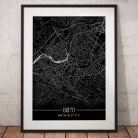 Stadtplan BERN - Just a Black Map I Digitaldruck Stadtkarte citymap City Poster Kunstdruck Stadt Karte Bild 1
