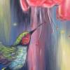 Acrylgemälde "EXOTISCHER KOLIBRI II" -  abstraktes Vogelbild mit einem Kolibri und Blüten auf Leinwand gemalt Bild 2