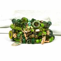 Perlenarmband Set grün, boho Schmuck, Unikat bohemian Bettelarmband, Geschenk Ostern Bild 1