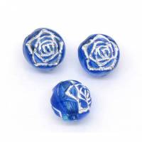Acrylperlen Perlen Rosen matt 8 mm blau-silber 100 Stück Bild 1