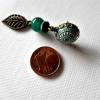Bronze Ohrstecker im Hippie Look 12 mm, mit grünem Mosaik Cabochon und Drachenvenen Achat Perle Bild 7