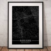 Stadtplan RUDOLSTADT - Just a black Map I Digitaldruck Stadtkarte citymap City Poster Kunstdruck Stadt Karte Bild 1