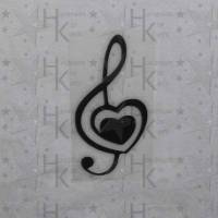Bügelbild - Notenschlüssel mit Herz (Musik & Liebe) - viele mögliche Farben Bild 1