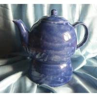 Teekanne mit Stövchen,Teekanne,Teepause, Frühstück, Jeansblau Bild 1