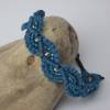 Blaues Makrameearmband auf Leder mit Perlen Bild 7