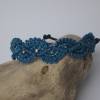 Blaues Makrameearmband auf Leder mit Perlen Bild 9