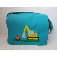 Kindergartentasche - azurblau - Bagger Bild 1
