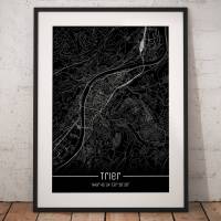 Stadtplan TRIER - Just a black Map I Digitaldruck Stadtkarte citymap City Poster Kunstdruck Stadt Karte Bild 1