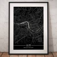 Stadtplan ULM - Just a black Map I Digitaldruck Stadtkarte citymap City Poster Kunstdruck Stadt Karte Bild 1