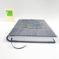 Notizbuch, Tagebuch, Skizzenbuch, Ideenbuch, grau blau, DIN A5, Recycling, 150 Blatt Bild 3