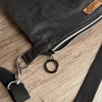 wasserabweisende Beuteltasche Oilskin Schultertasche Reißverschlusstasche Shopper BLACKY *Einzelstück* Bild 4